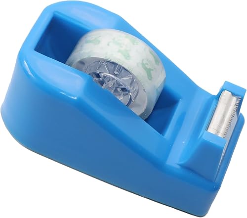 Miniatura 1 de Bonito dispensador de cinta antideslizante de escritorio con 1 rollo de cinta de oficina de 0.5 pulgadas x 33 yardas, suministros de oficina en