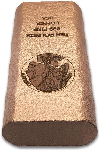 Miniatura 5 de Barra de cobre fundido de 10 libras (160 oz) con diseño de elemento pisapapeles con certificado .999 lingote de lingote fino (níquel búfalo)