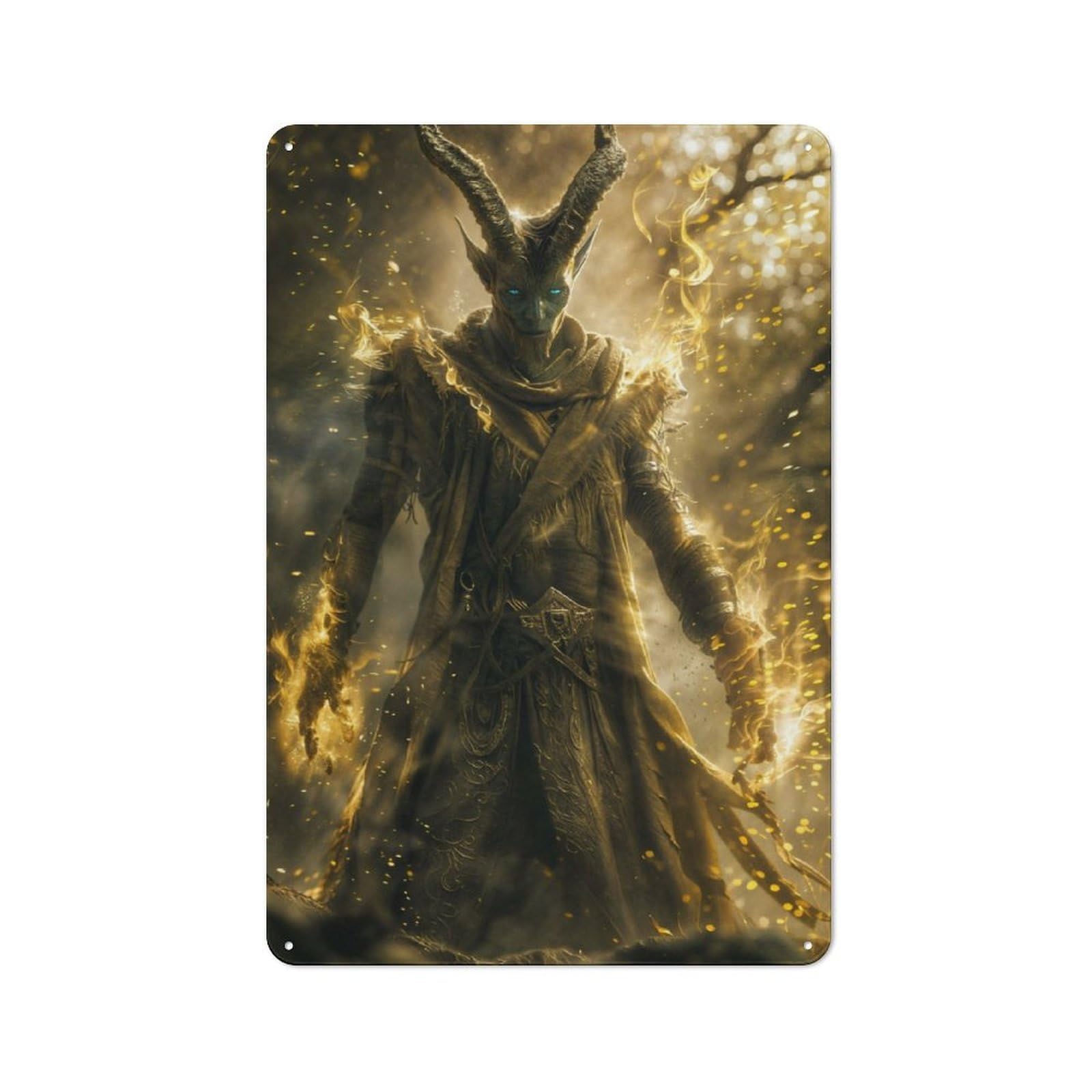 Junmoney Golden Energy Druid Metal Wall Sign 30X20cm, Rustic Decor For Hallway Wall, For Metal Sign Collectors, For Garage And Workshop Walls