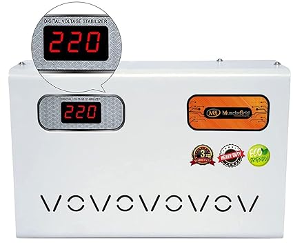 MuscleGrid 5KVA 4000Watts Digital Automatic Voltage Stabilizer for 2 Ton AC Refrigerators Washing Machines Microwave Oven