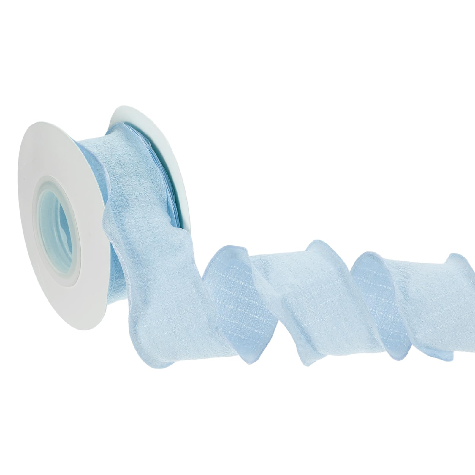 PATIKIL 10 Yards 4cm Ruffle Ribbon, Polyester Micro-Pleated Ribbon Trim Double-Sided Wave Edge Fabric Trimming for Gift Wrapping Bouquet Sewing Wedding Decor DIY, Sky Blue