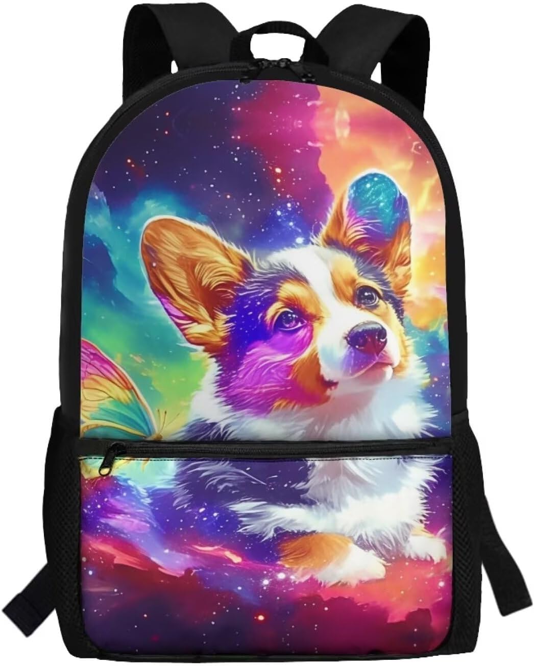 Rnyleeg Galaxy Dog School Backpack for Boys Girls Novelty Design School Bookbag Portable Kids Backpack with Zipper Front Pocket Mochilas Para NiñA