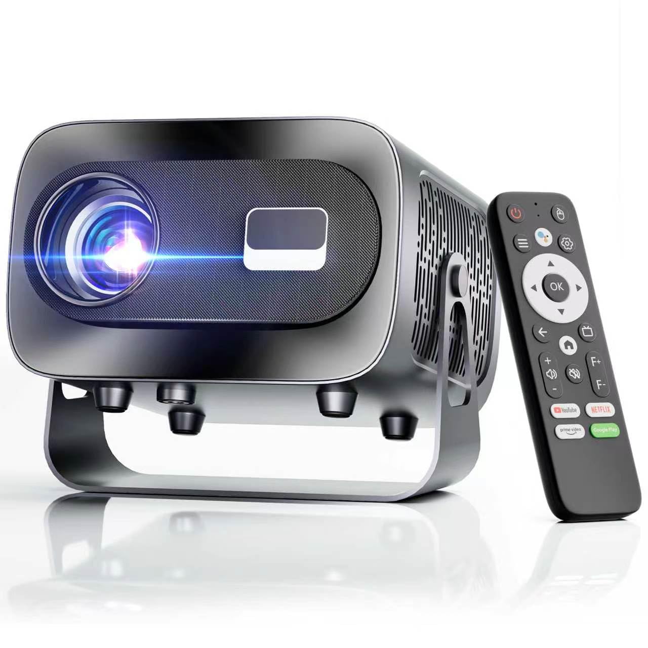 [ App integrada] Proyector Portátil con WiFi 6 Bluetooth 5.1 Support 4K 1080P Auto Keystone 180° Rotable Videoproyector Compatibile con HDMI/USB/TV Stick/Laptop, Gris