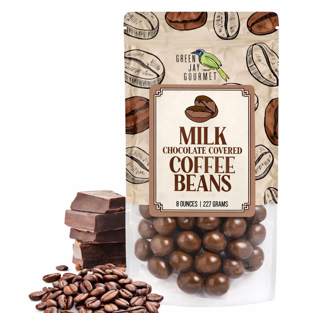 Green Jay Gourmet Milk Chocolate Covered Coffee Beans - Handmade & Fresh Milk Chocolate Espresso Beans - Great Gift for Chocolate Lovers - 16 Ounce Resealable Bag