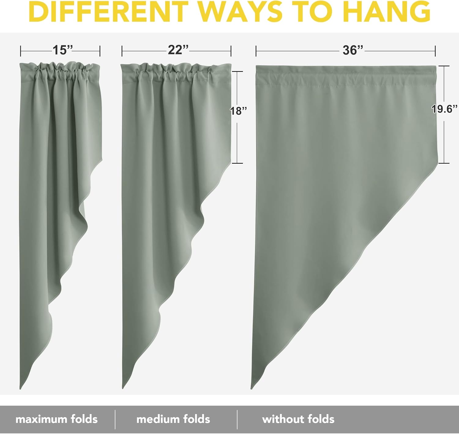 NICETOWN Kitchen Curtains - Room Darkening Thermal Insulated Thick Soft Swag Curtains, 2 Panels, 36" x 63", Greyish Green