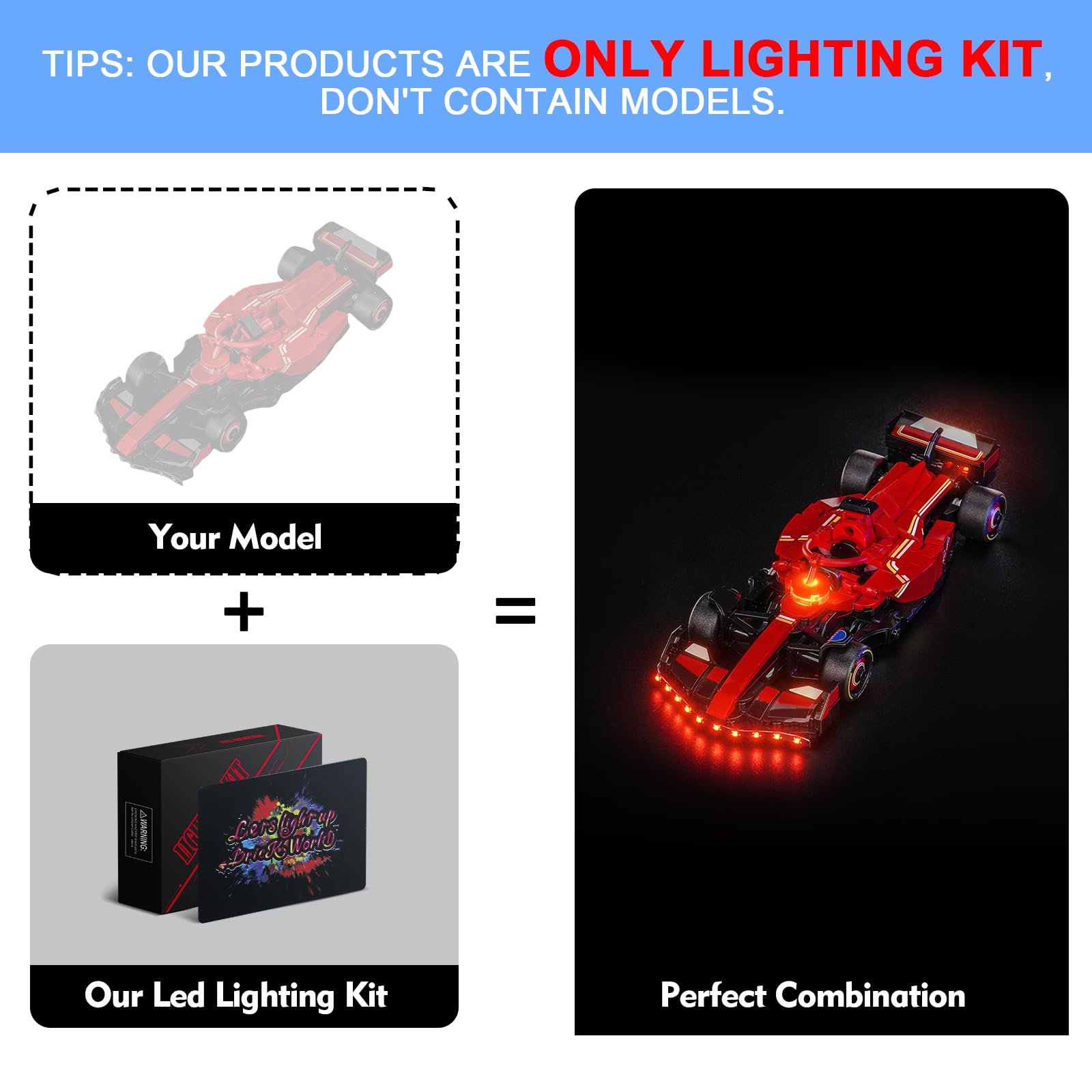 LocoLee Led Light Set Compatible with Lego 77242 Ferrari SF-24 F1 Race Car Led Decoration Lighting Kit Compatible with Lego 77242 Updated Version Building Blocks Model,Only Lights Set,No Model - Image 3