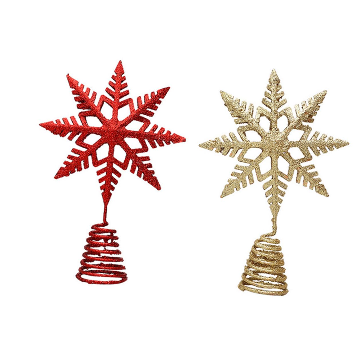 PRETYZOOM 2 Series Estrella De Topper De Árbol De Navidad Navidad Nieve Decoración De La Copa del Árbol Colgante Brillantina Nieve Falsa Decoración Rústico Hierro Forjado 2 Piezas*2