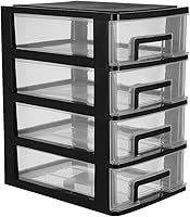 Vista 1 de Cajones de almacenamiento de escritorio apilables unidad de estante de cajón de plástico para dormitorio de oficina