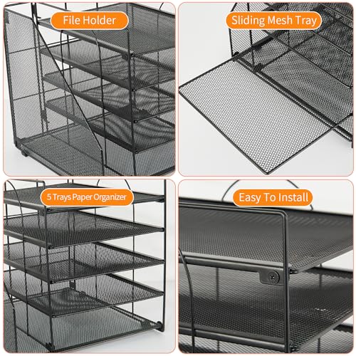 AUPSEN Organizador de mesa com suporte de arquivo, 5 bandejas de papel para cartas, organizadores de