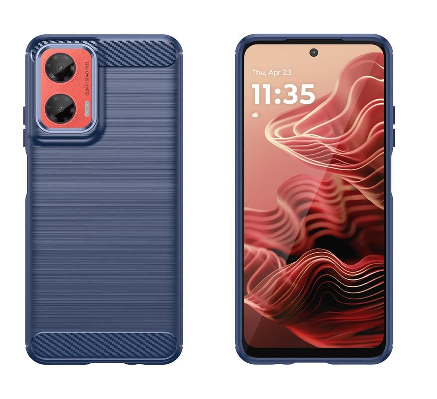 Image of NPRC Hybrid Ultra Slim Protective Case TPU Non-Slip Carbon Fiber Texture Shockproof Case Cover for Moto G35 - Blue