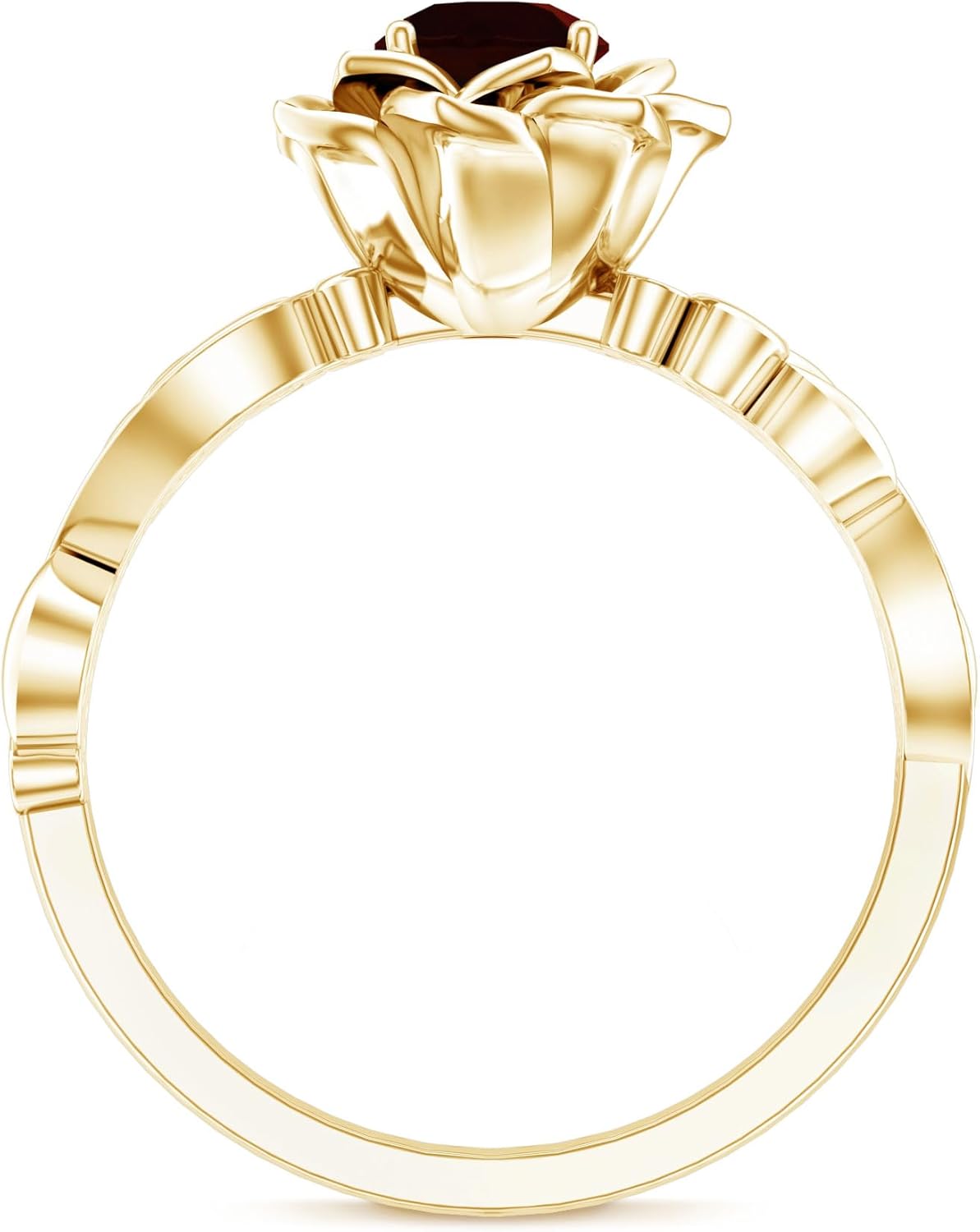 Genuine Garnet Rose Flower Engagement Ring in Yellow Gold Plated Silver, Aaa Quality - Unique Gift For Women - Image 7