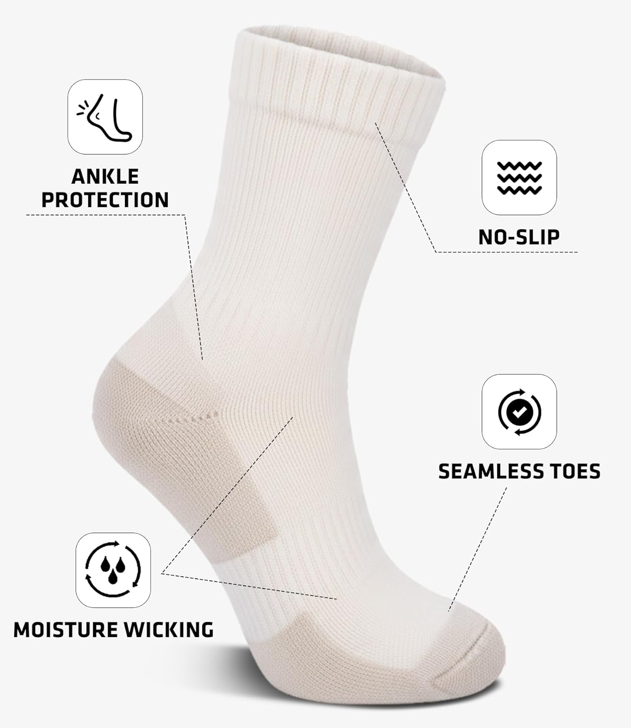 ACTINPUT 3 Pairs Merino Wool Hiking Socks Warm Thermal All Seasons Cushioned Moisture Wicking Socks for Women & Men - Image 4