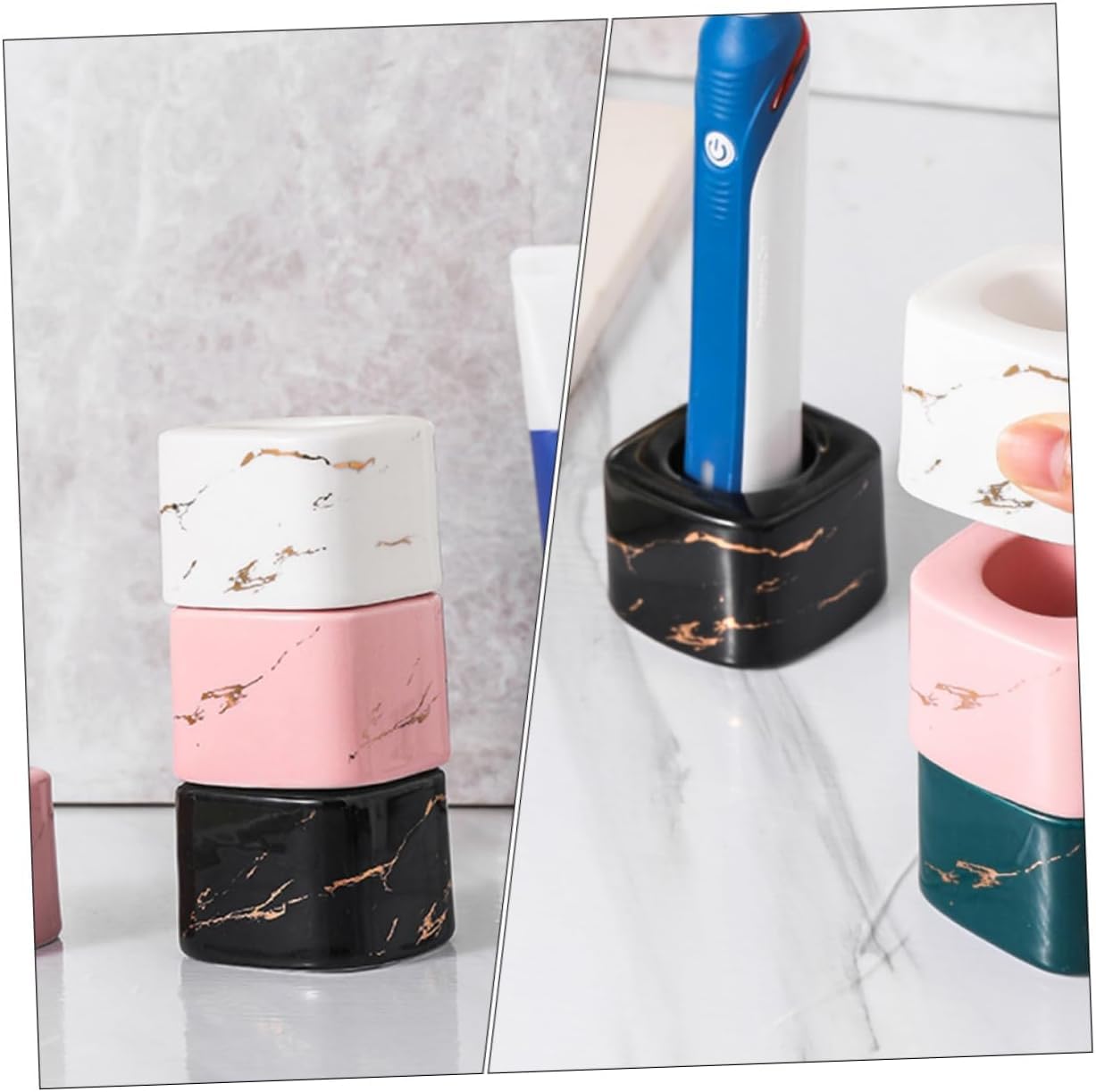 Zahnbürstenhalter Caddy, Zahnbürstensockel, elektrische Zahnbürste, elektrischer Zahnbürstenhalter, Keramik-Zahnbürstenhalter, Keramik-Zahnbürstenständer, Kosmetikpinsel, Becher, elektrische Zahnbürst