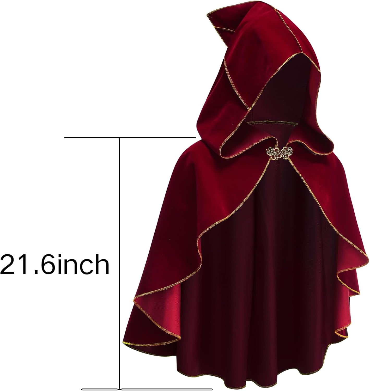 Cloak with Hood Women Medieval Shawl Short Rolled Edge Victorian Renaissance