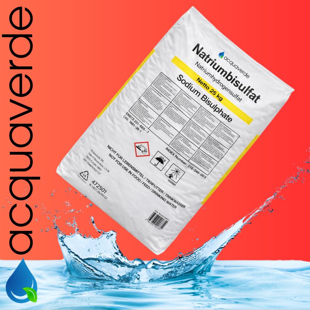 acquaverde | PH - Meno Granulare Rapido 25 kg, Correttore per Ridurre il Valore di PH nella Piscina, Rapida e Completa Dissoluzione senza Residui per Acqua sempre Limpida e Bilanciata, Effetto Tampone