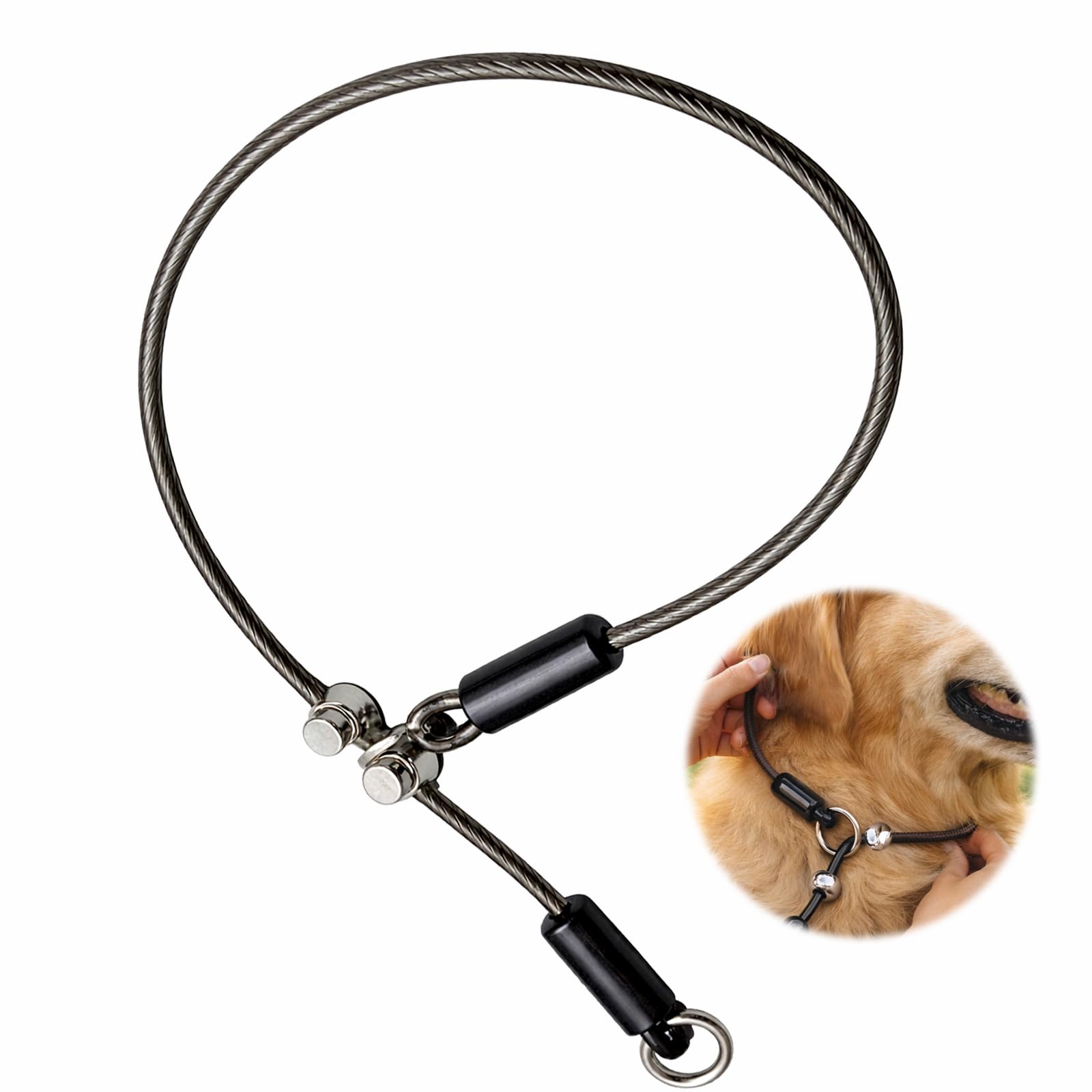 High-Strength Waterproof Slip Collar with Steel Core - Adjustable Stopper for Large Dogs Training, Obedience, Guard Work and Daily Walks, Lightweight Durable Construction for Secure Control (Black)