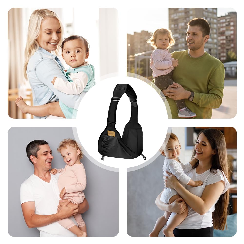 AOOWU Fascia Porta Bambino, Traspirante Laterale Fascia Neonato, Fascia Porta Bebe Regolabile, Portatile Ergonomico Marsupio Neonato, per 0-36 Mesi, Capacità di Carico Massima di 25 Kg