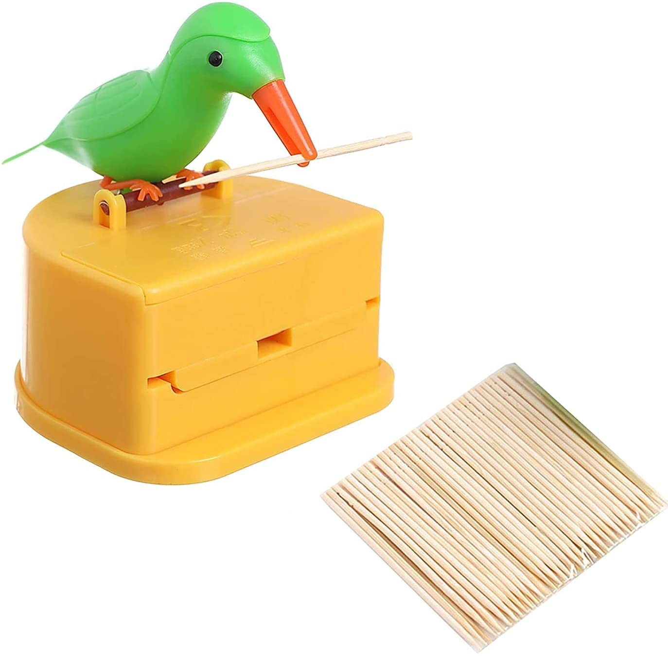Plastic Bird Toothpick Dispenser | Toothpick Storage Box | Toothpick Holder | Bird Design Toothpick Keeper Automatic Pressing Smart Press & Get Toothpick Dispenser (Yellow & Green)