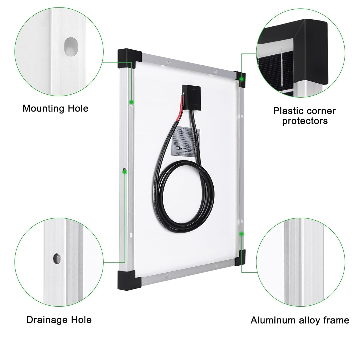 Pannello Solare da 50W 12V Kit: 2x25 W, Modulo Solare Monocristallino con Regolatore di Carica 10A, 2 Prolunghe e 2 Morsetti a Coccodrillo per Campeggio, Roulotte, Caravan, Barca