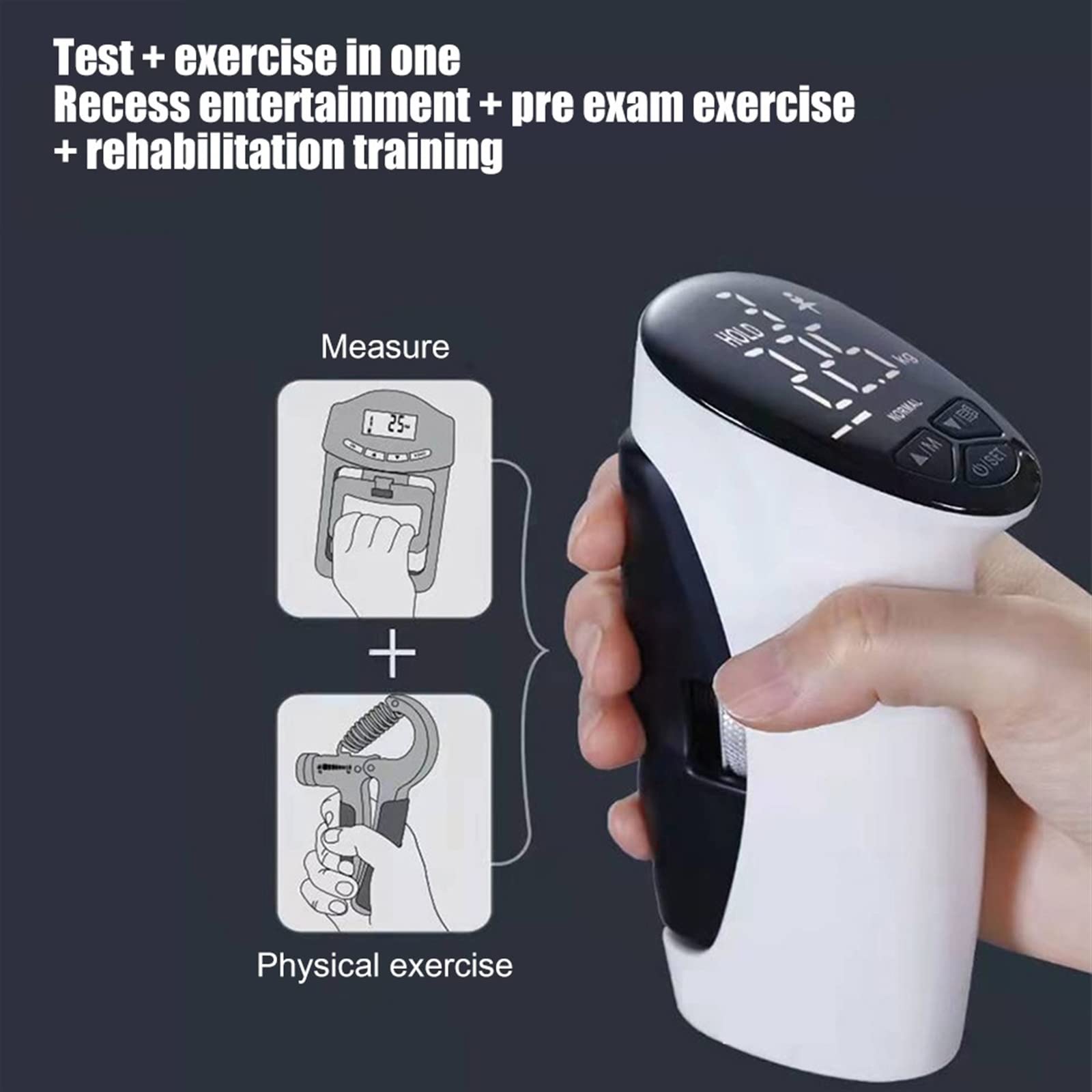 Dinamómetro Digital, medidor de Fuerza, Strenza de Agarre Entrenador de Agarre de Agarre Probador de Agarre de Mano Dinamómetro de Mano de Mano Digital Dispositivo de medición