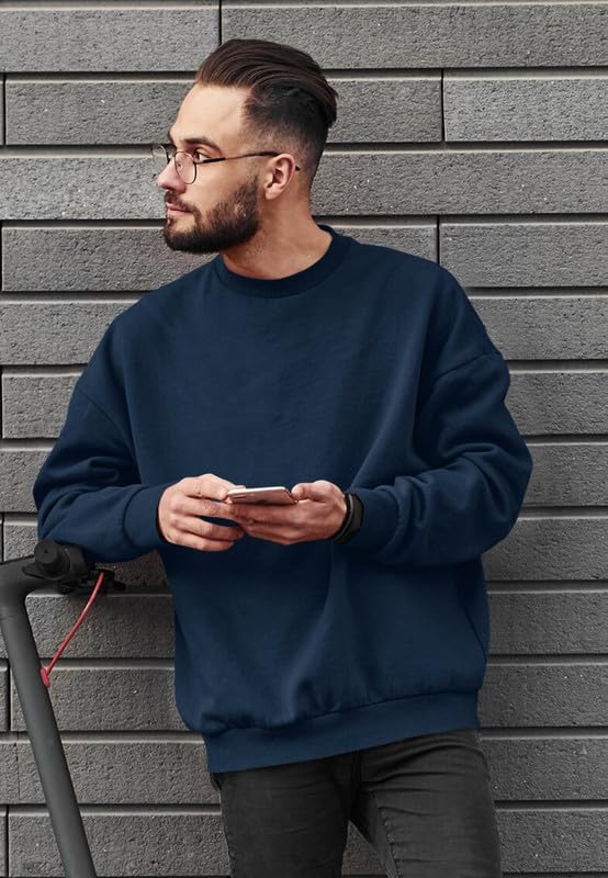 Men Full Sleeve Sweatshirt Soft Fabric Relaxed Fit Modern Stylish Casual Pullover Plain_Parent-image-45