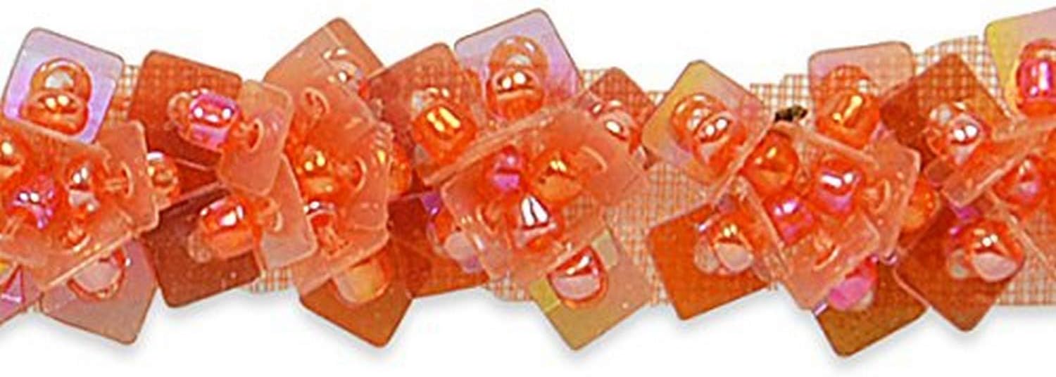 Trims by the Yard Tabitha Sequin Flower Beaded Trim | Orange | (10 yard cut)