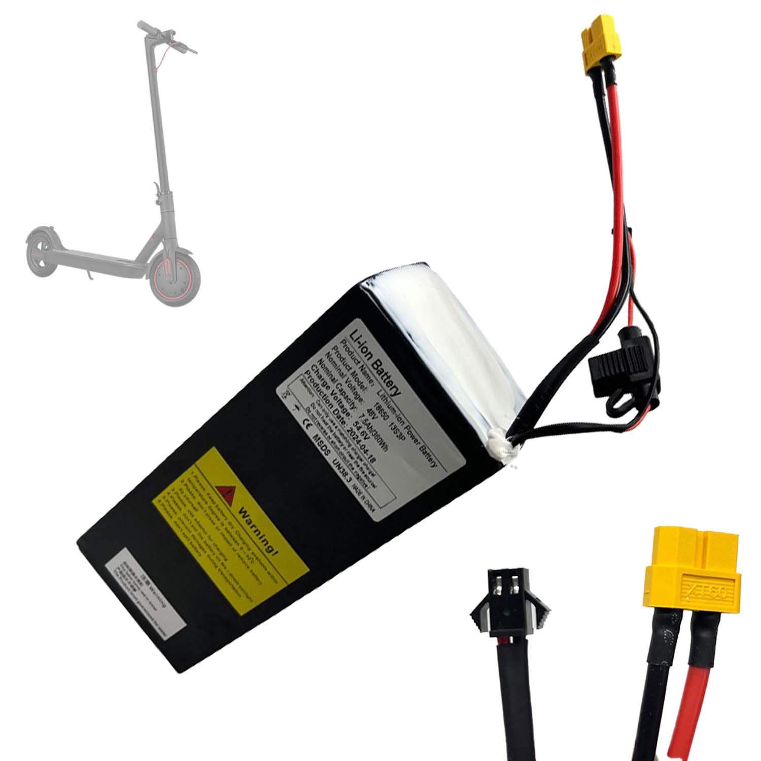 HSSYTZOUL Batería de Scooter eléctrico de 48 V Piezas de Repuesto de la batería del Scooter eléctrico 7.5AH Paquete de baterías de Iones de Litio Impermeable con Placa de protección BMS