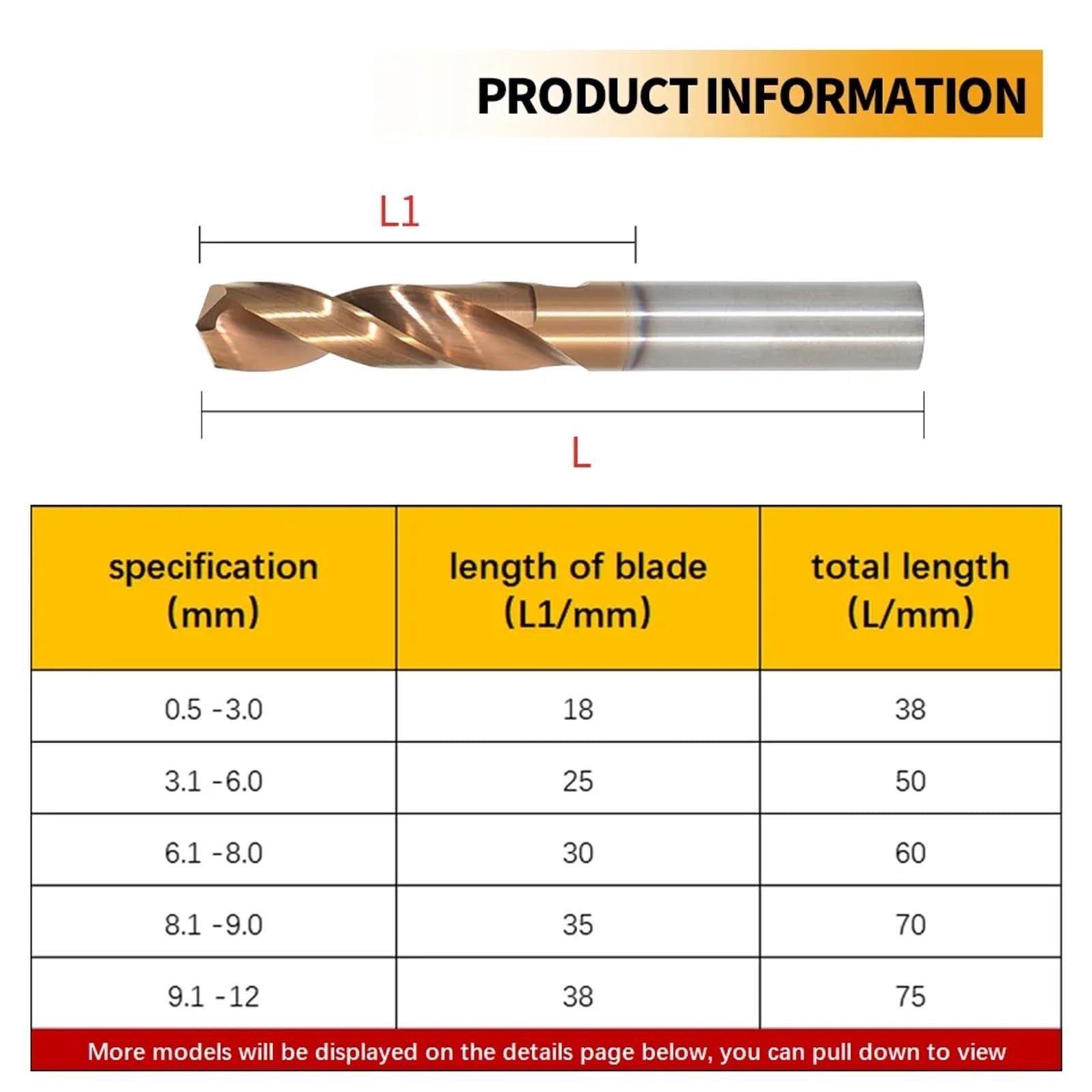 Brocas de carburo de tungsteno HRC55°, brocas de Metal for metal duro, torno CNC, herramienta de perforación de acero de 0,5-20,0mm(3.6mmx25x50L)
