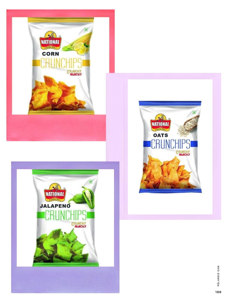 NATIONAL-A Smiley Bite Jalapeno, OATS And Corn Fried & Rosted Crunchiest & Tastiest Snacks Flavored Sharp Chips (Pack Of 6) 2 Pc each flavour - Image 2 thumbnail