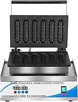Vista 2 de Máquina eléctrica para hacer gofres para perros calientes, máquina de panadería de gofres de acero inoxidable antiadherente de 6 rebanadas