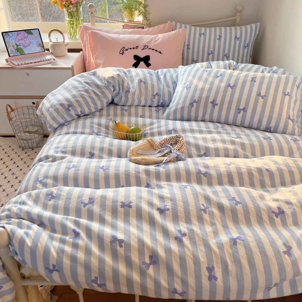 Covebett Bettwäsche Herzen Herz Bettbezug Set Microfaser Kawaii Aesthetic Mädchen Kinder Deckenbezug und Kissenbezug 80x80 mit Reißverschluss