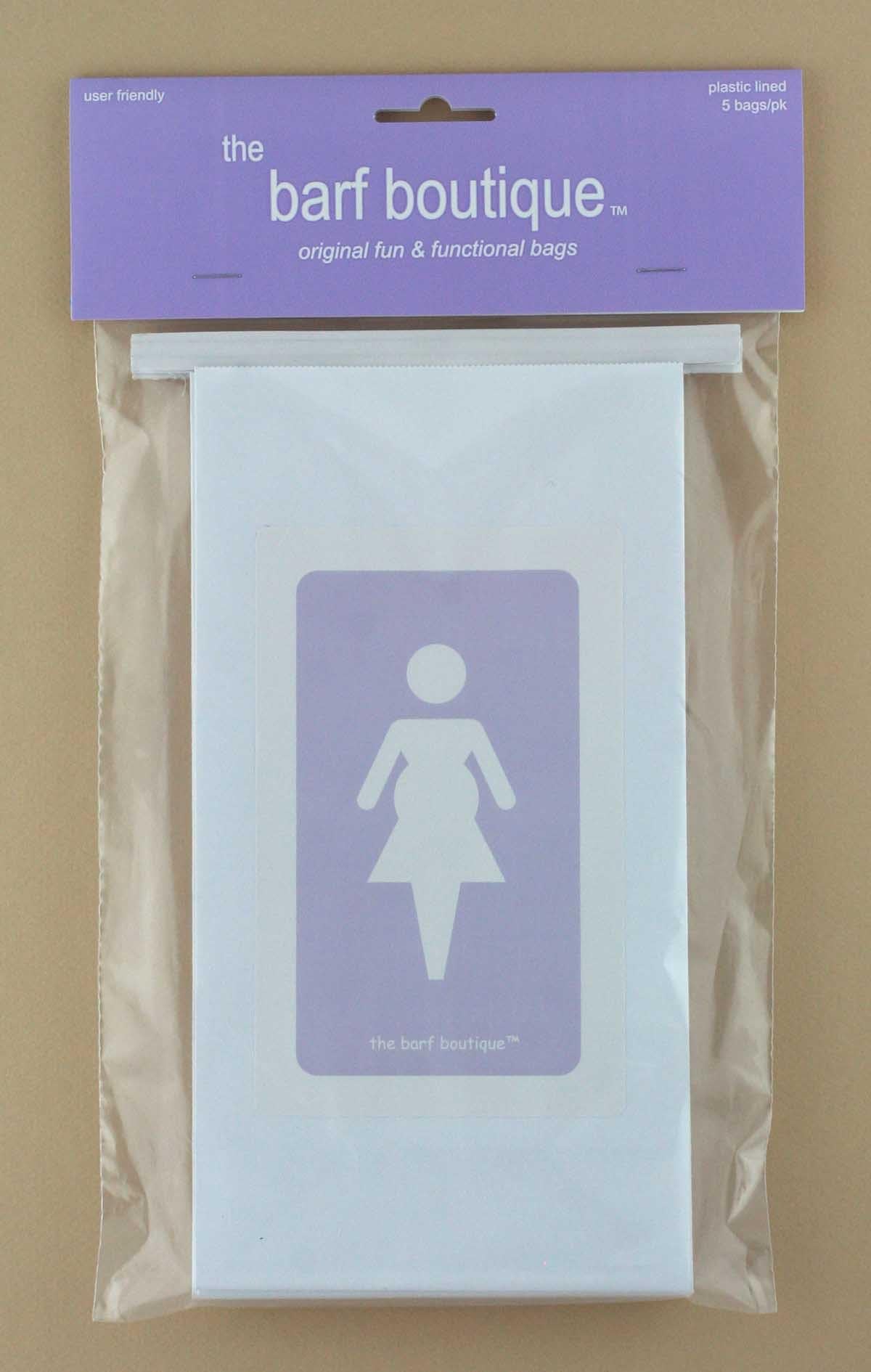 Purple "Pregnant Lady" Barf Bags - Morning Sickness Vomit Bags (5/pk)