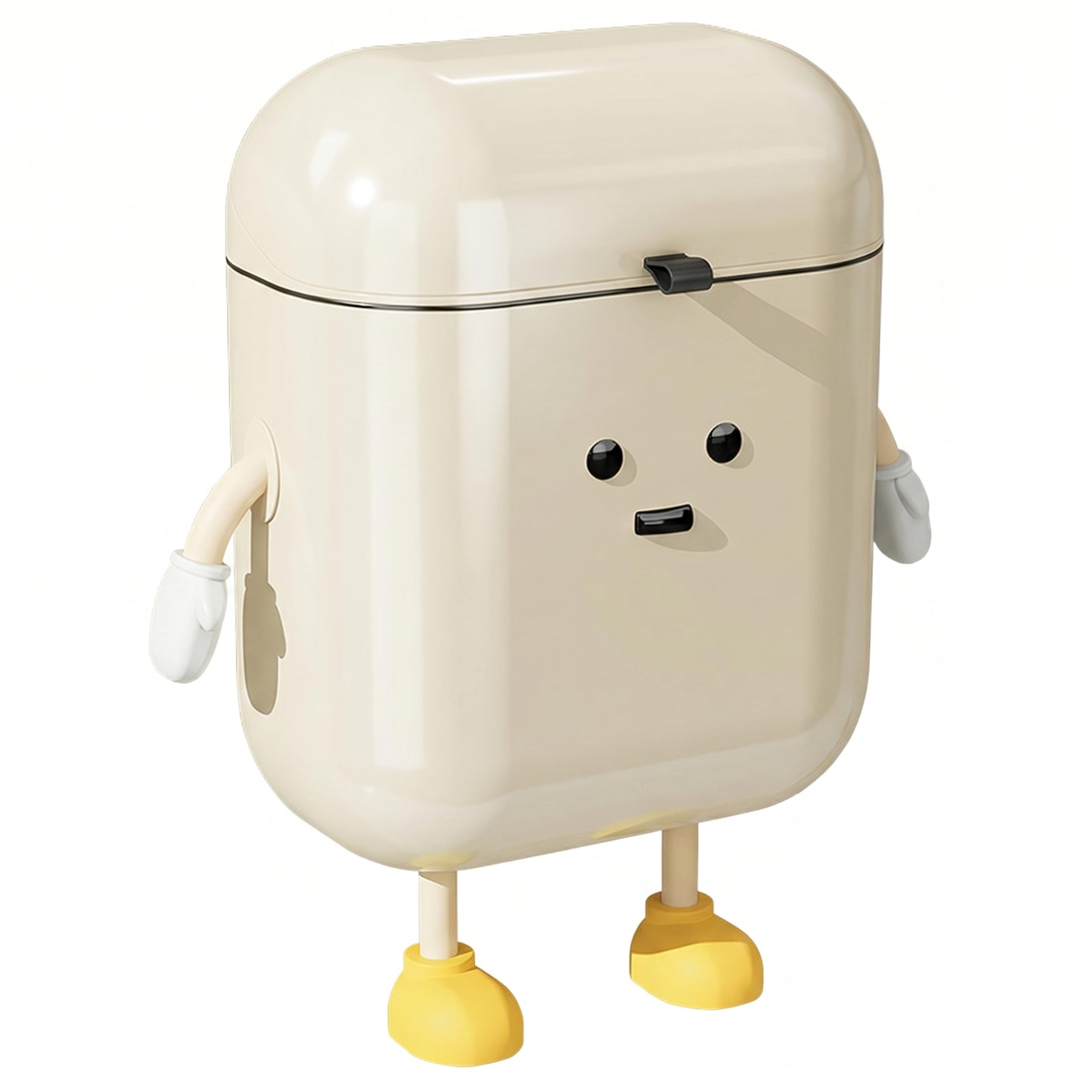 Uanqfegy Hanging Trash Can - Cute Plastic Small Kitchen Trash Can 12L, Wall Mounted Under Sink Bin with Lid, White