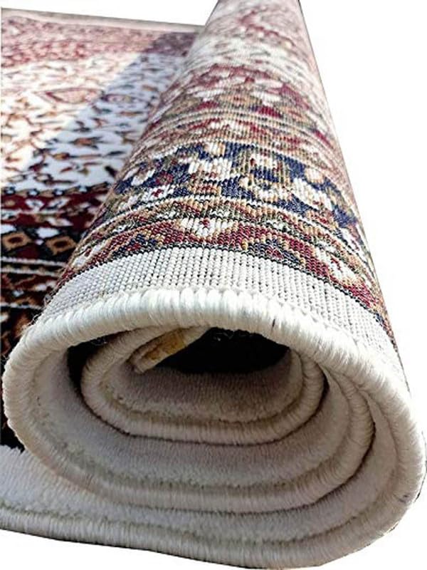 Image of Kashmiri Design Traditional Carpets for Living Room 8x11 Feet (240 x 330 Cm) Drawing Room Hall Ivory Colour
