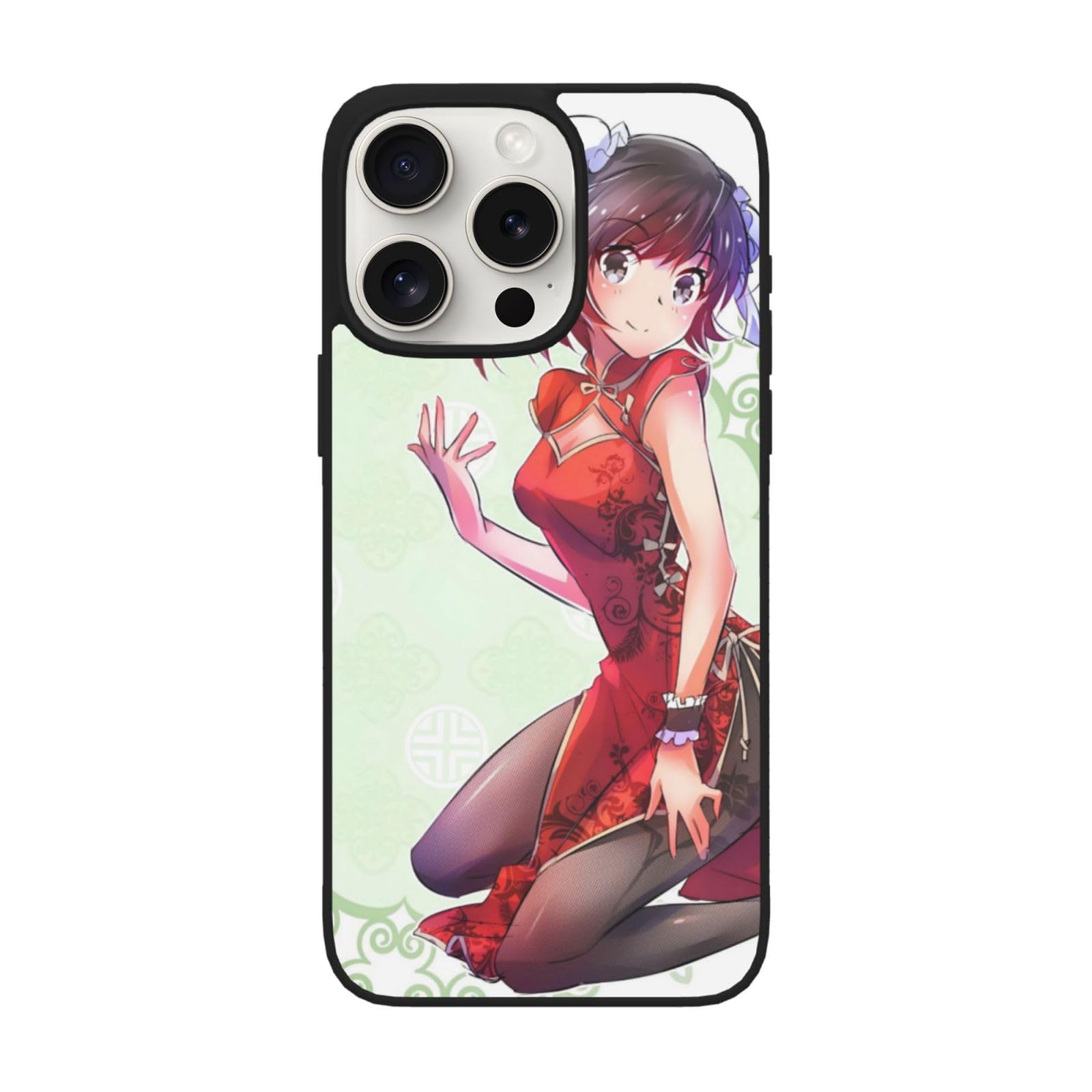 Soft Glass Case for iPhone 15 Fall Proof TPU Thickened Cover IP15 Pro-6.1in Anime RWBY Phone case