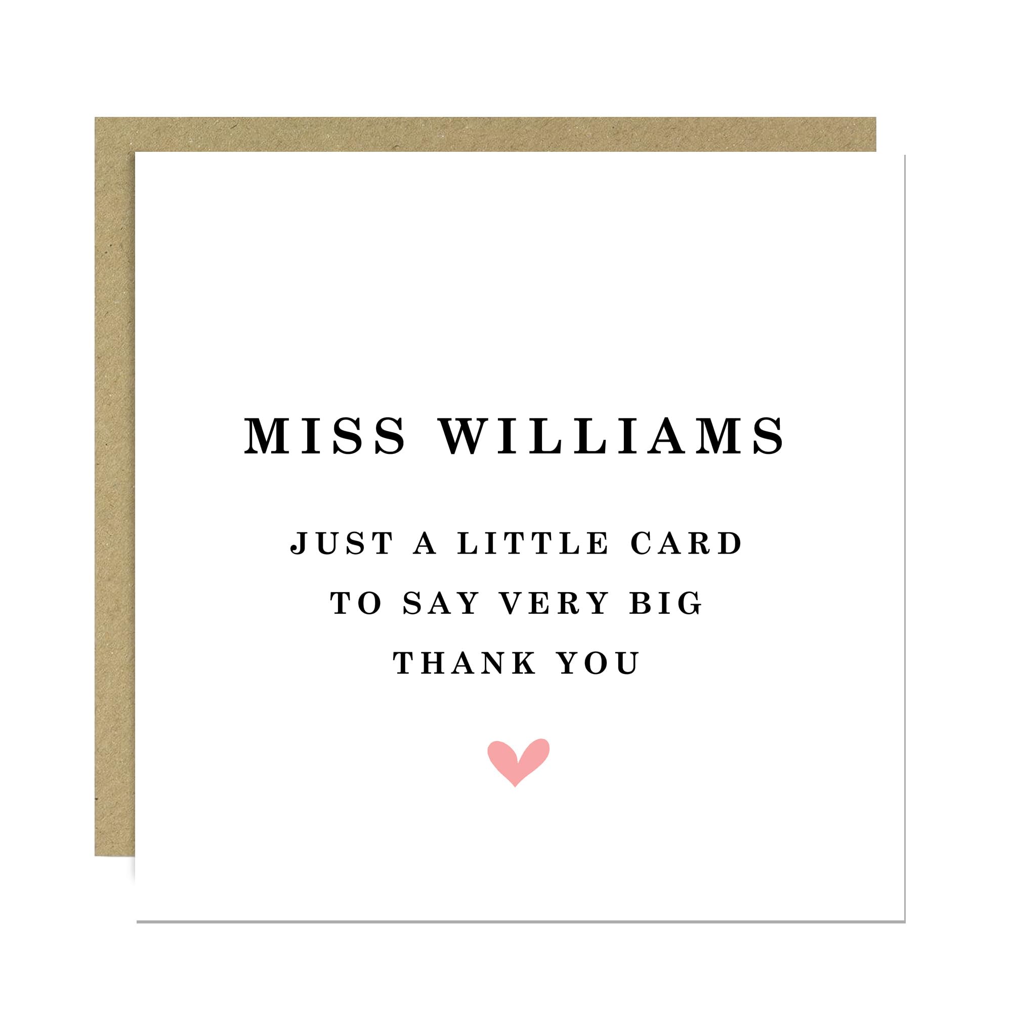 RED OCEAN Personalised Thank You Cards For School Nursery Teacher 145x145mm End of Term Card For Teacher Teaching Assistant Tutor Mentor