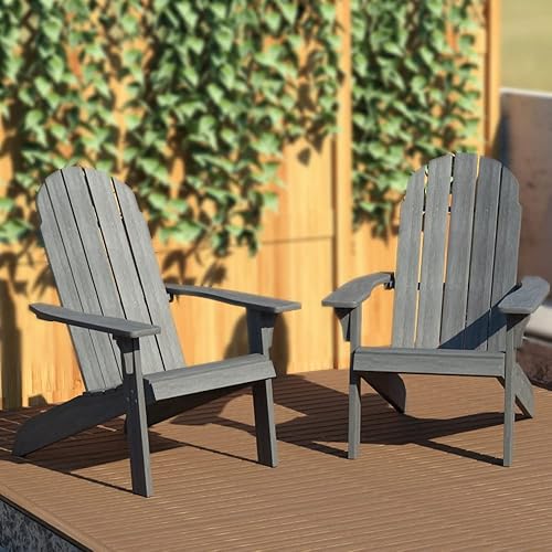Miniatura 4 de Silla Adirondack tradicional, aspecto de madera real, sillas de plástico para exteriores para todo tipo de clima, para fogata, patio, piscina, fácil