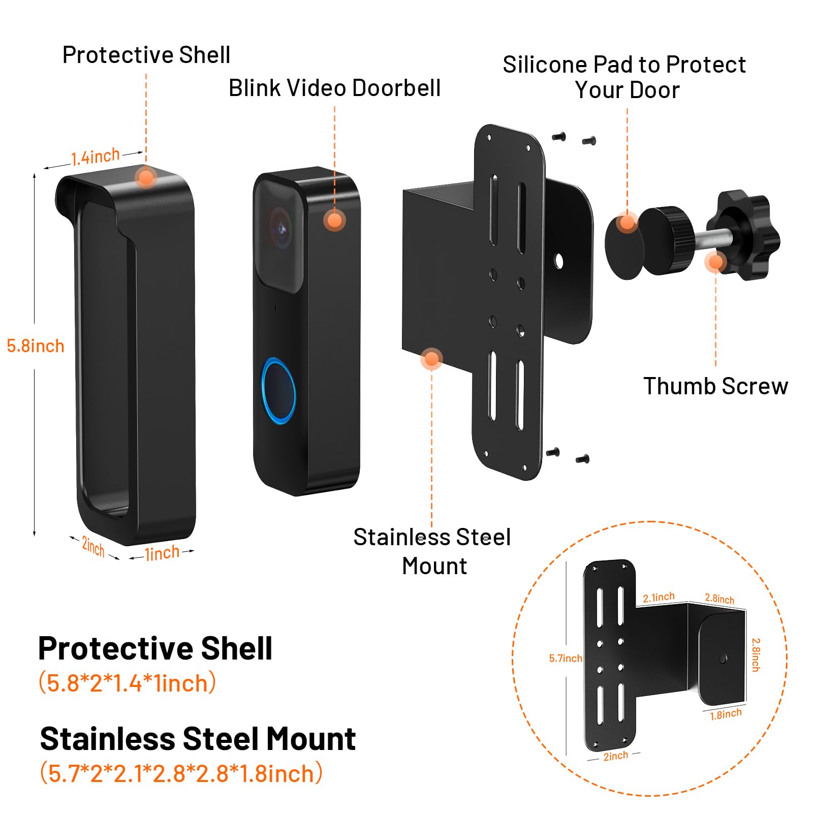 Blink Doorbell Mount, Anti-Theft Doorbell Mount for Blink Video Doorbell 1st Gen(Not for 2nd Gen), No Block Sensor & Night Vision, Blink Doorbell Camera Mount Bracket with Rain Cover