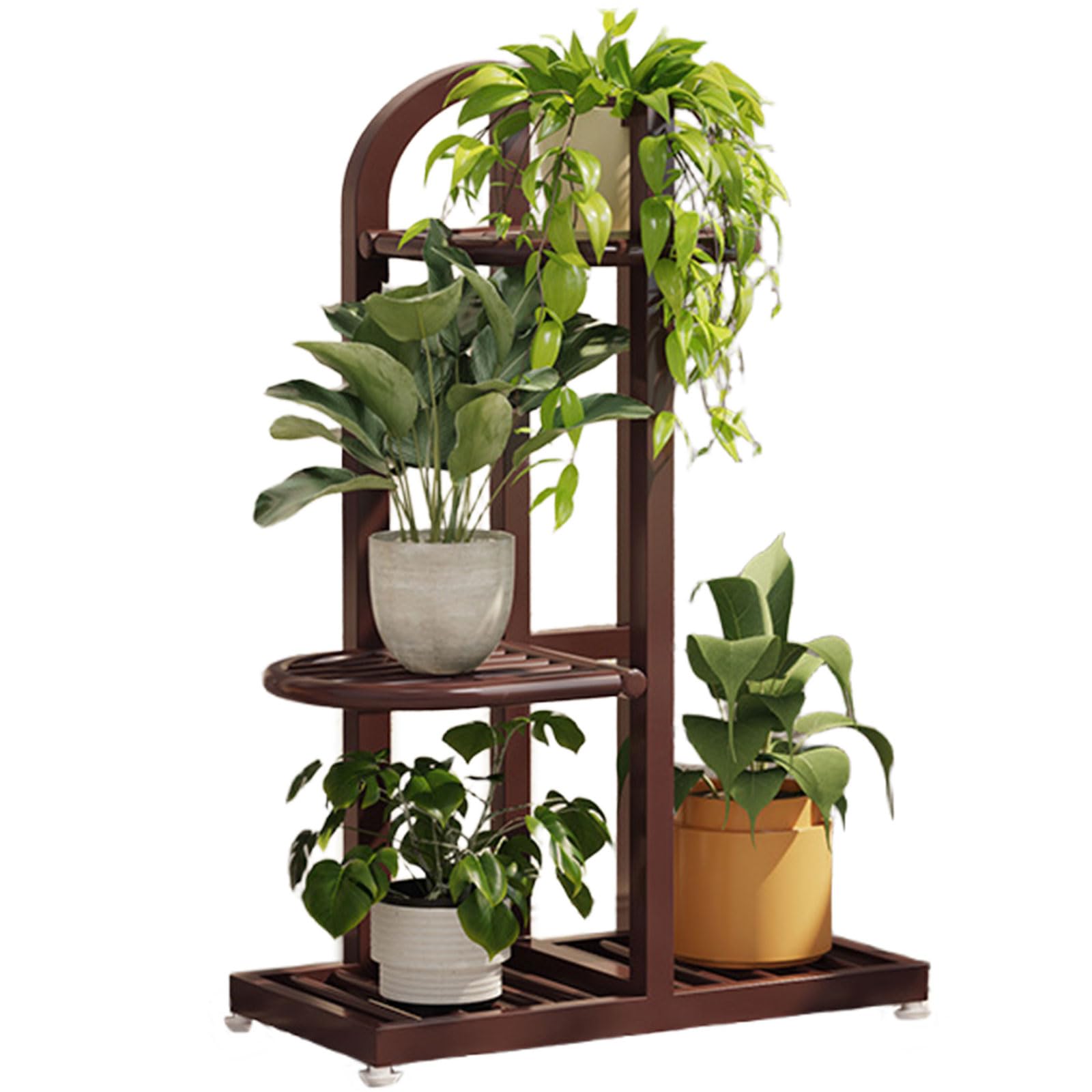 Podstawa zakładu wewnątrz na zewnątrz, Półka metalowa do dużych obciążeń dla wielu roślin, Narożnik Tiered Flower Stand do okna Ogród Balkon Dom Dekoracje Salon Sypialnia,Brown,3 Tiers