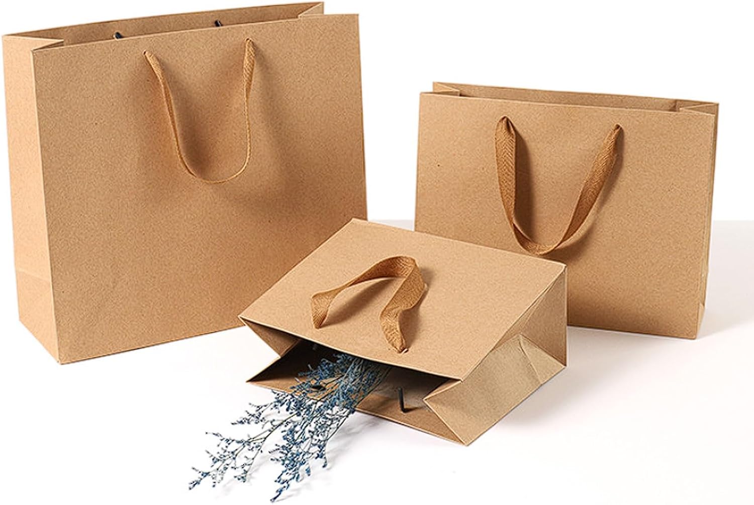 Hja Boutiques US 20-Pack Heavy Duty Kraft Paper Tote Bags with Cotton Rope Handle Shopping Bags for Clothing, Apparel, Flowers, Eyewear Gift Wrapping Supplies(30 * 10 * 40cm)