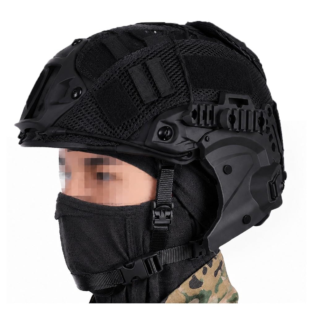Casco Tattico Airsoft con Copricasco, Passamontagna Traspirante E Cuffie Protettive per L’udito, Set Completo Equipaggiamento Softair E Paintball, Leggero, Regolabile for Paintball