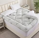 Ubauba Full Size 3 inch Memory Foam Mattress Topper-Viscose Made from Bamboo Cooling Air Layer for Hot Sleepers,Thick Pillow Top Mattress Pad for Back Pain Relief 8-21 Inch Deep Pocket