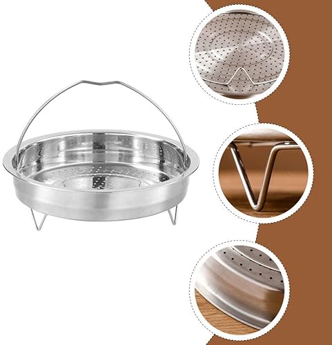 Miniatura 8 de Luxshiny Vaporizador de verduras para arrocera, cesta de vapor de acero inoxidable con estante y asa, inserto de vapor de 8.7 in para olla eléctrica