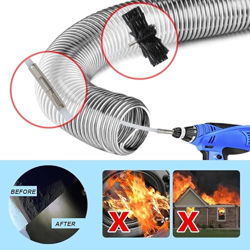 Particle Furnace Cleaning Brush, 4"/6" Brush,Chimney Brush,Dryer Vent Cleaner Kit,Flexible Rods (15PcsRods+1Pcs 4"+1Pcs 6" Brush) - Image 4