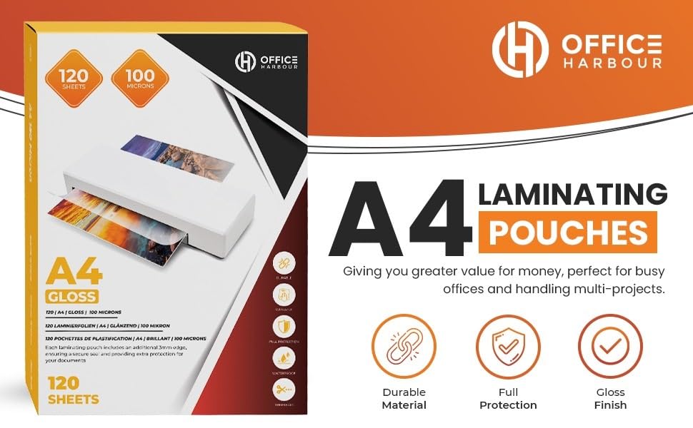 A4 Laminating Pouches - 120 Sheets, Gloss - Image 2