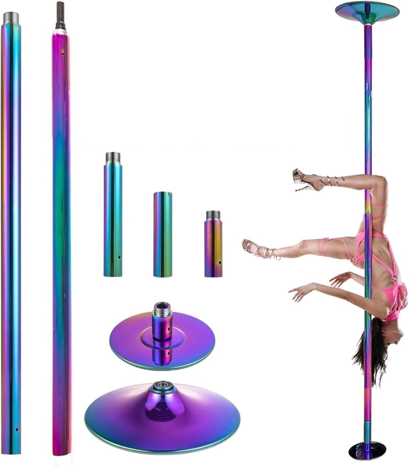 NGDFGR Spinning Pole Portable Removable Dance Pole Replacement - Spin And Static Dancing Pole For Home Apartment Club, Height Adjustable Stripper Pole,Colour-372-380CM/12.2ft-12.5ft