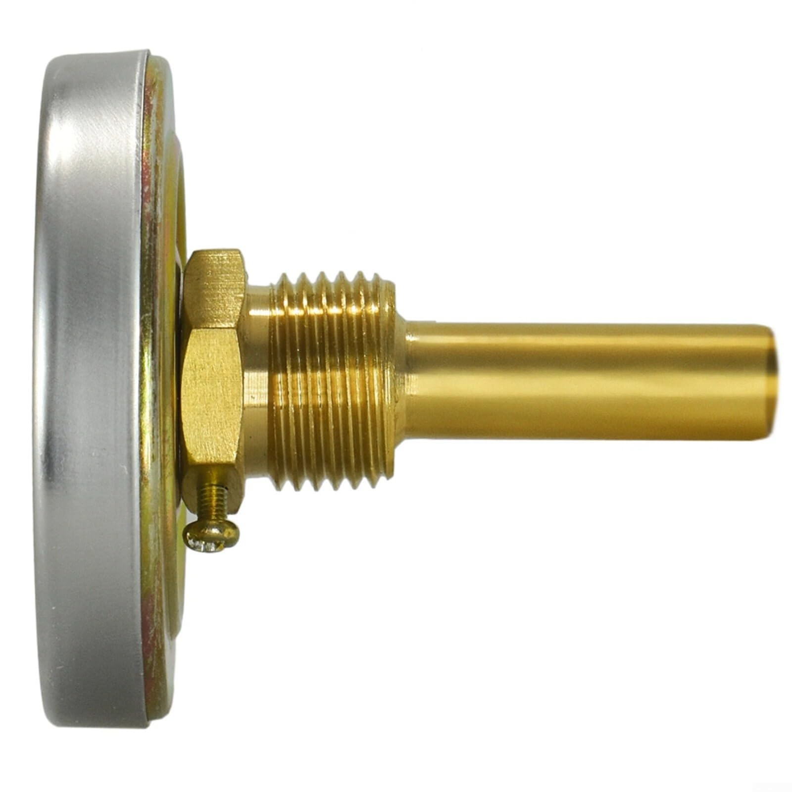 Termometro bimetallico in acciaio inox quadrante 0-120 ° C 63 mm con manicotto ad immersione in ottone da 1/2 pollice per misurazione della temperatura dell'acqua Caldaie per riscaldamento