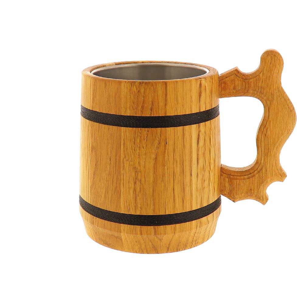 Chope à bière HOFMEISTER® avec insert en acier inoxydable en chêne 19,5 cm