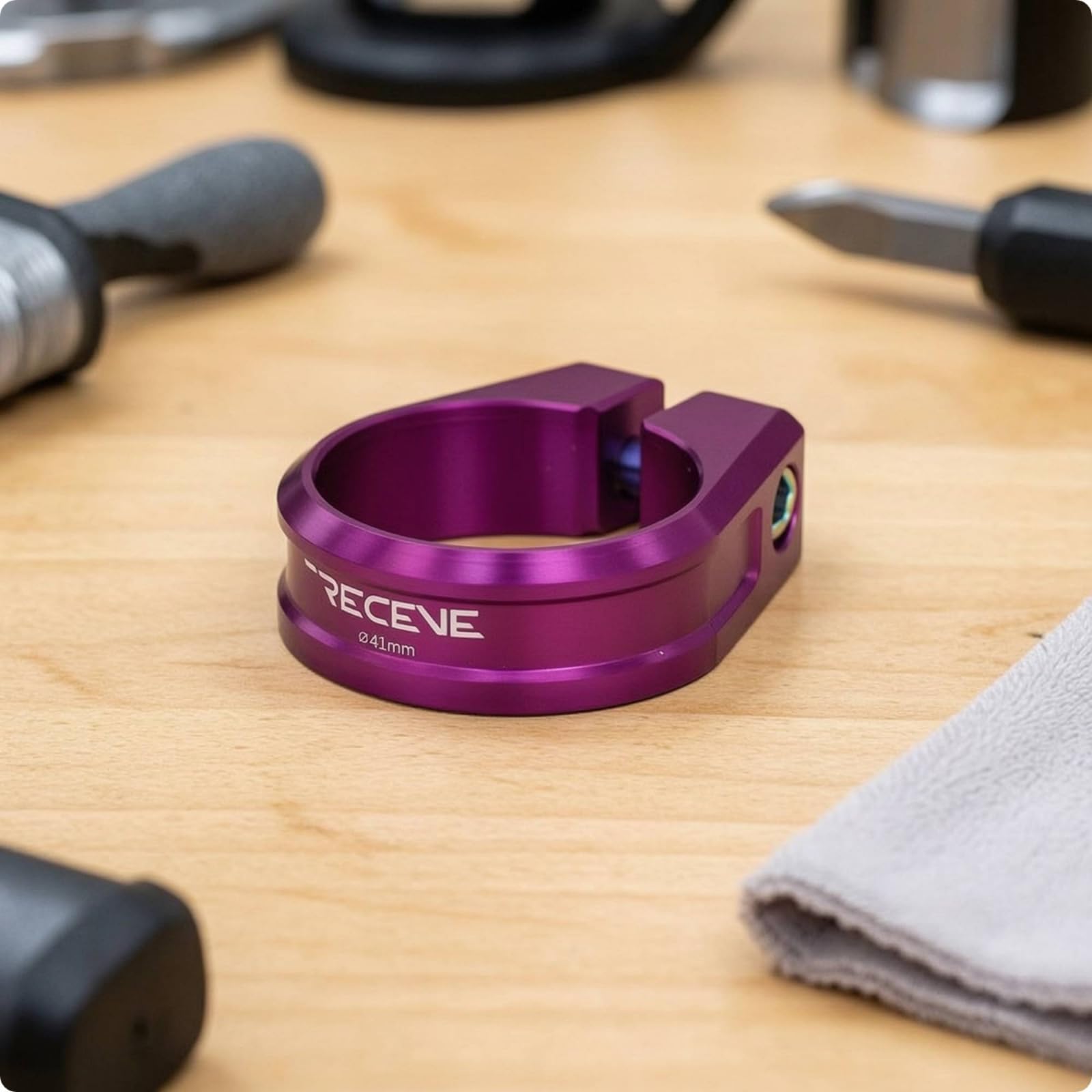 rockible Morsetto Sella Bici Fascetta Reggisella Collare Sella Blocco Sella in Lega di Alluminio con Vite in Lega Lavorazione Cnc a Due Pezzi Presa Antiscivolo