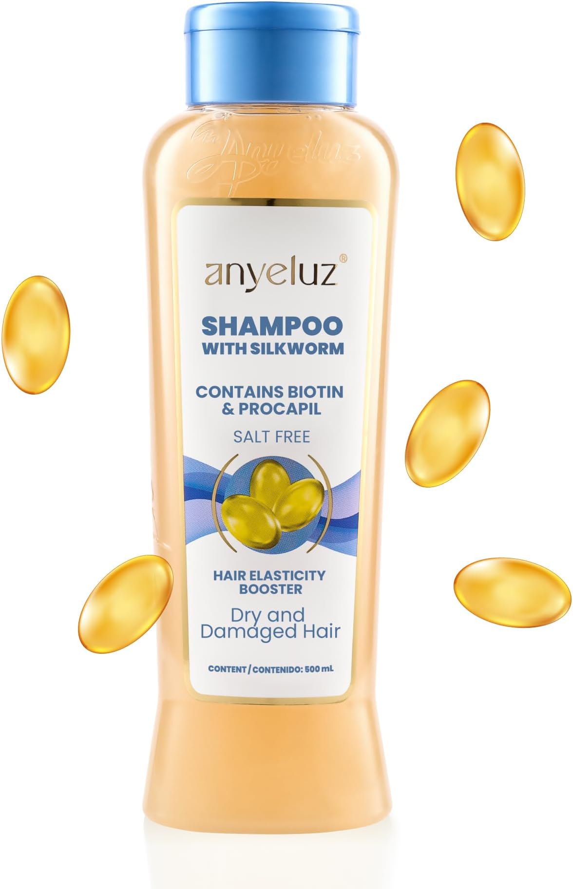 ANYELUZ Silkworm Shampoo, Nourishing Hair Cleanser, Enhances Elasticity, Softness & Shine, Protects Against Dehydration & Damage, Ideal for Dry & Damaged Hair